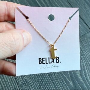 Gothic Style Gold Initial Charm Necklace "T"